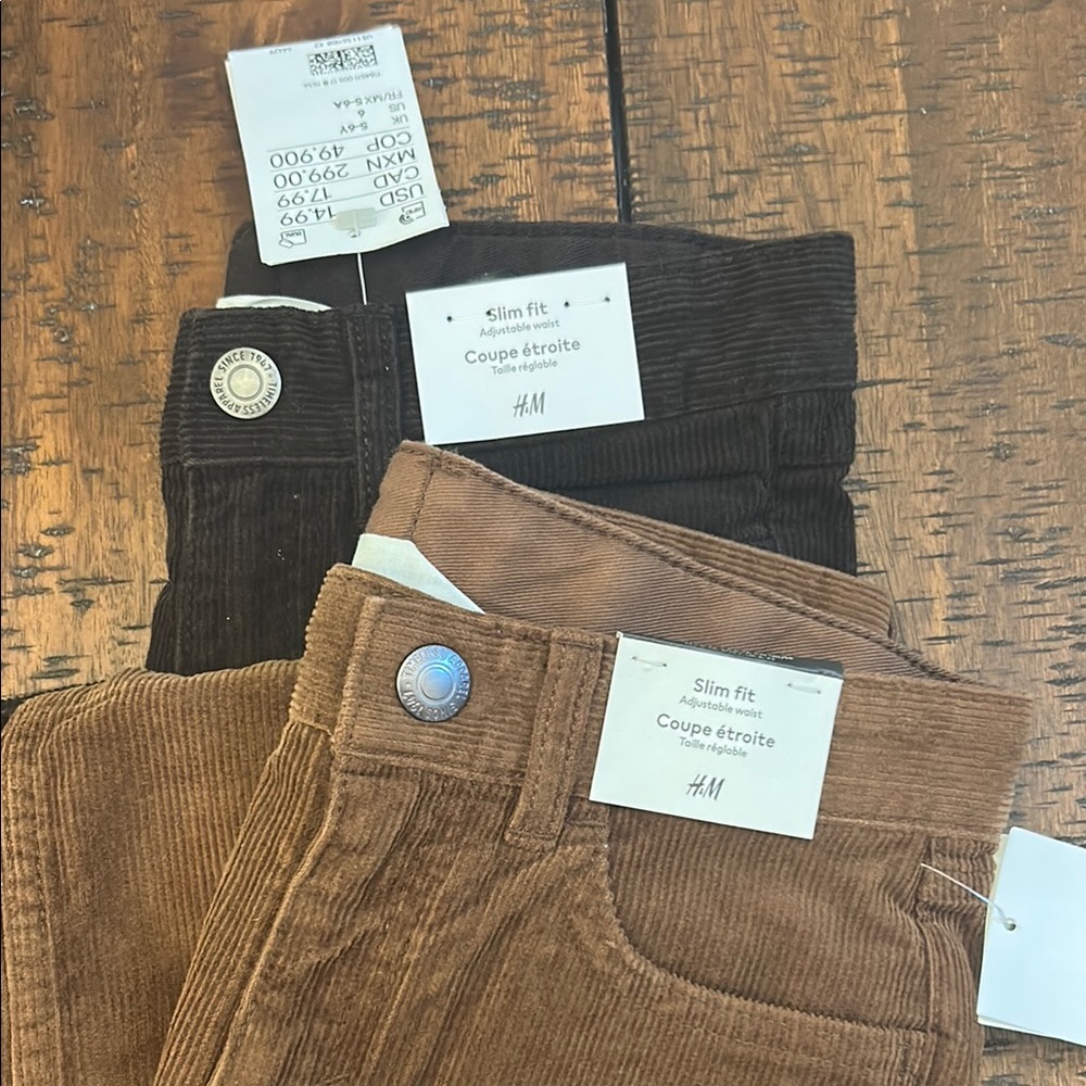 H&M Kids Corduroy Pants - Dark Brown and Camel Brown